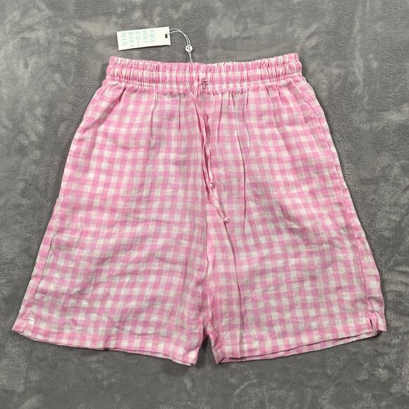 Frankie's Bikinis Pants - Frankies Bikinis Lou Shorts Medium Pink Gingham Retro Beach Linen Picnic New